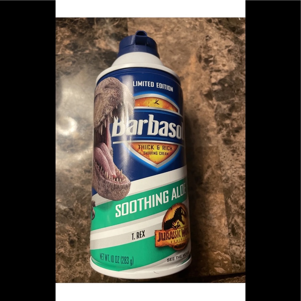 Jurassic World Dominion Park Limited Edition Barbasol Shaving Cream Can T-REX